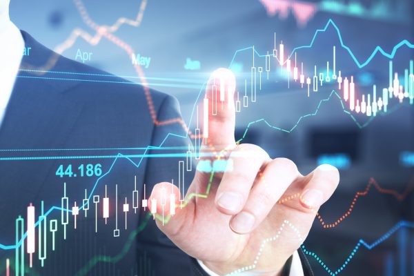 Stock,Market,Trading,Concept,With,Businessman,Touching,Digital,Screen,With